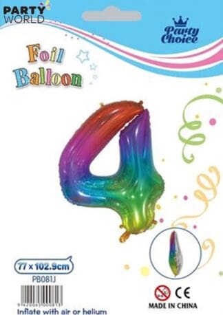 rainbow foil number 4 balloon