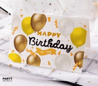 gold balloons birthday card