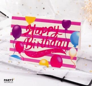 pink stripe birthday card