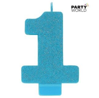 blue 1st birthday candle 1