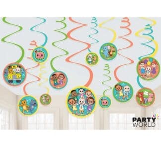 cocomelon party hanging swirl decorations