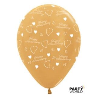 gold happy anniversary latex balloons